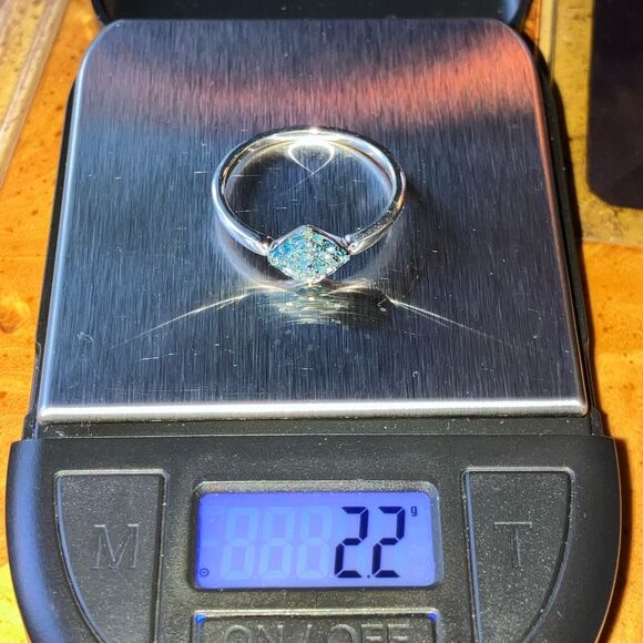 Genuine Blue Diamond Sterling Silver Ring Size 11 - Picture 9 of 9
